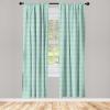 Ambesonne Exotic Boho Curtains, Simple Design Modern Linear Flamingo Pattern with Leaves Neutral Art, Window Treatments 2 Panel Set for Living Room Bedroom, Pair of – 28″ x 63″, Pale Azure Blue Coral(Sea Green and Almond Green)