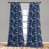 Ambesonne Exotic Boho Curtains, Simple Design Modern Linear Flamingo Pattern with Leaves Neutral Art, Window Treatments 2 Panel Set for Living Room Bedroom, Pair of – 28″ x 63″, Pale Azure Blue Coral(Dark Lavender and Blue Grey)
