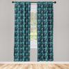 Ambesonne Exotic Boho Curtains, Simple Design Modern Linear Flamingo Pattern with Leaves Neutral Art, Window Treatments 2 Panel Set for Living Room Bedroom, Pair of – 28″ x 63″, Pale Azure Blue Coral(Dark Lavender Cadet Blue)