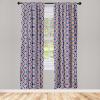 Ambesonne Exotic Boho Curtains, Simple Design Modern Linear Flamingo Pattern with Leaves Neutral Art, Window Treatments 2 Panel Set for Living Room Bedroom, Pair of – 28″ x 63″, Pale Azure Blue Coral(Dark Lavender Hot Pink)
