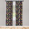 Ambesonne Exotic Boho Curtains, Simple Design Modern Linear Flamingo Pattern with Leaves Neutral Art, Window Treatments 2 Panel Set for Living Room Bedroom, Pair of – 28″ x 63″, Pale Azure Blue Coral(Sea Blue Magenta Mustard)