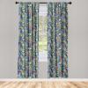 Ambesonne Exotic Boho Curtains, Simple Design Modern Linear Flamingo Pattern with Leaves Neutral Art, Window Treatments 2 Panel Set for Living Room Bedroom, Pair of – 28″ x 63″, Pale Azure Blue Coral(Pale Green Rose Coral)