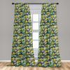 Ambesonne Exotic Boho Curtains, Simple Design Modern Linear Flamingo Pattern with Leaves Neutral Art, Window Treatments 2 Panel Set for Living Room Bedroom, Pair of – 28″ x 63″, Pale Azure Blue Coral(Reseda Green and Hunter Green)
