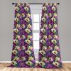 Ambesonne Floral Curtains, Fashion Design Garden Artwork of Repetitive Red Peony Flowers Neutral, Window Treatments 2 Panel Set for Living Room Bedroom, Pair of – 28″ x 84″, Dark Coral Pale Caramel(Purple Pale Yellow and Green)