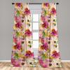 Ambesonne Floral Curtains, Fashion Design Garden Artwork of Repetitive Red Peony Flowers Neutral, Window Treatments 2 Panel Set for Living Room Bedroom, Pair of – 28″ x 84″, Dark Coral Pale Caramel(Pastel Pink Fern Green)