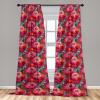 Ambesonne Floral Curtains, Fashion Design Garden Artwork of Repetitive Red Peony Flowers Neutral, Window Treatments 2 Panel Set for Living Room Bedroom, Pair of – 28″ x 84″, Dark Coral Pale Caramel(Dark Coral Turquoise)