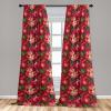 Ambesonne Floral Curtains, Fashion Design Garden Artwork of Repetitive Red Peony Flowers Neutral, Window Treatments 2 Panel Set for Living Room Bedroom, Pair of – 28″ x 84″, Dark Coral Pale Caramel(Slate Brown Dark Coral)