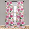 Ambesonne Floral Curtains, Fashion Design Garden Artwork of Repetitive Red Peony Flowers Neutral, Window Treatments 2 Panel Set for Living Room Bedroom, Pair of – 28″ x 84″, Dark Coral Pale Caramel(Pink White and Green)