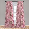 Ambesonne Floral Curtains, Fashion Design Garden Artwork of Repetitive Red Peony Flowers Neutral, Window Treatments 2 Panel Set for Living Room Bedroom, Pair of – 28″ x 84″, Dark Coral Pale Caramel(Pale Pink Laurel Green)