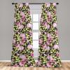 Ambesonne Floral Curtains, Fashion Design Garden Artwork of Repetitive Red Peony Flowers Neutral, Window Treatments 2 Panel Set for Living Room Bedroom, Pair of – 28″ x 84″, Dark Coral Pale Caramel(Avocado Green and Pastel Pink)