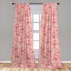 Ambesonne Floral Curtains, Fashion Design Garden Artwork of Repetitive Red Peony Flowers Neutral, Window Treatments 2 Panel Set for Living Room Bedroom, Pair of – 28″ x 84″, Dark Coral Pale Caramel(Pale Rose Pale Yellow Tan)