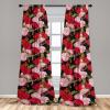 Ambesonne Floral Curtains, Fashion Design Garden Artwork of Repetitive Red Peony Flowers Neutral, Window Treatments 2 Panel Set for Living Room Bedroom, Pair of – 28″ x 84″, Dark Coral Pale Caramel(Dark Coral and Green Brown)