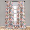 Ambesonne Floral Curtains, Fashion Design Garden Artwork of Repetitive Red Peony Flowers Neutral, Window Treatments 2 Panel Set for Living Room Bedroom, Pair of – 28″ x 84″, Dark Coral Pale Caramel(Dark Tan Blue Grey)