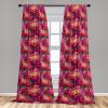 Ambesonne Floral Curtains, Fashion Design Garden Artwork of Repetitive Red Peony Flowers Neutral, Window Treatments 2 Panel Set for Living Room Bedroom, Pair of – 28″ x 84″, Dark Coral Pale Caramel(Magenta Yellow Jade Green)