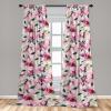 Ambesonne Floral Curtains, Fashion Design Garden Artwork of Repetitive Red Peony Flowers Neutral, Window Treatments 2 Panel Set for Living Room Bedroom, Pair of – 28″ x 84″, Dark Coral Pale Caramel(Rose Dried Rose Green)
