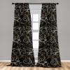 Ambesonne Floral Design Curtains, Traditional Damask Flower Pattern Geometric Neutral Boho Artwork, Window Treatments 2 Panel Set for Living Room Bedroom, Pair of – 28″ x 95″, Cobalt Blue and White(Dark Blue Grey Amber)