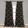 Ambesonne Floral Design Curtains, Traditional Damask Flower Pattern Geometric Neutral Boho Artwork, Window Treatments 2 Panel Set for Living Room Bedroom, Pair of – 28″ x 95″, Cobalt Blue and White(Charcoal Grey and Pale Yellow)