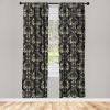 Ambesonne Floral Design Curtains, Traditional Damask Flower Pattern Geometric Neutral Boho Artwork, Window Treatments 2 Panel Set for Living Room Bedroom, Pair of – 28″ x 95″, Cobalt Blue and White(Charcoal Grey and Pale Yellow)