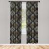 Ambesonne Floral Design Curtains, Traditional Damask Flower Pattern Geometric Neutral Boho Artwork, Window Treatments 2 Panel Set for Living Room Bedroom, Pair of – 28″ x 95″, Cobalt Blue and White(Charcoal Grey Amber)