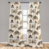 Ambesonne Floral Design Curtains, Traditional Damask Flower Pattern Geometric Neutral Boho Artwork, Window Treatments 2 Panel Set for Living Room Bedroom, Pair of – 28″ x 95″, Cobalt Blue and White(Camel Cream Charcoal Grey)