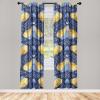 Ambesonne Floral Design Curtains, Traditional Damask Flower Pattern Geometric Neutral Boho Artwork, Window Treatments 2 Panel Set for Living Room Bedroom, Pair of – 28″ x 95″, Cobalt Blue and White(Dark Lavender Mustard)