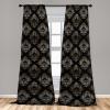 Ambesonne Floral Design Curtains, Traditional Damask Flower Pattern Geometric Neutral Boho Artwork, Window Treatments 2 Panel Set for Living Room Bedroom, Pair of – 28″ x 95″, Cobalt Blue and White(Charcoal Grey Amber)