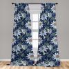 Ambesonne Floral Design Curtains, Tropical Themed Neutral Colors Boho Flowers Vintage with Leafy Art, Window Treatments 2 Panel Set for Living Room Bedroom, Pair of – 28″ x 63″, Dark Coral Pale Grey(Dark Slate Blue and Green)