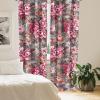 Ambesonne Floral Design Curtains, Tropical Themed Neutral Colors Boho Flowers Vintage with Leafy Art, Window Treatments 2 Panel Set for Living Room Bedroom, Pair of – 28″ x 63″, Dark Coral Pale Grey(Raspberry and Dark Green)