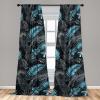 Ambesonne Floral Design Curtains, Tropical Themed Neutral Colors Boho Flowers Vintage with Leafy Art, Window Treatments 2 Panel Set for Living Room Bedroom, Pair of – 28″ x 63″, Dark Coral Pale Grey(Deep Sky Blue Dark Grey)