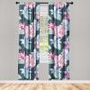 Ambesonne Floral Design Curtains, Tropical Themed Neutral Colors Boho Flowers Vintage with Leafy Art, Window Treatments 2 Panel Set for Living Room Bedroom, Pair of – 28″ x 63″, Dark Coral Pale Grey(Pink Sea Green and Grey)