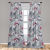 Ambesonne Floral Design Curtains, Tropical Themed Neutral Colors Boho Flowers Vintage with Leafy Art, Window Treatments 2 Panel Set for Living Room Bedroom, Pair of – 28″ x 63″, Dark Coral Pale Grey(Grey Dark Coral)