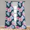 Ambesonne Floral Design Curtains, Tropical Themed Neutral Colors Boho Flowers Vintage with Leafy Art, Window Treatments 2 Panel Set for Living Room Bedroom, Pair of – 28″ x 63″, Dark Coral Pale Grey(Pink Sea Green and Grey)