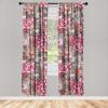 Ambesonne Floral Design Curtains, Tropical Themed Neutral Colors Boho Flowers Vintage with Leafy Art, Window Treatments 2 Panel Set for Living Room Bedroom, Pair of – 28″ x 63″, Dark Coral Pale Grey(Raspberry and Dark Green)