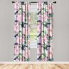 Ambesonne Floral Design Curtains, Tropical Themed Neutral Colors Boho Flowers Vintage with Leafy Art, Window Treatments 2 Panel Set for Living Room Bedroom, Pair of – 28″ x 63″, Dark Coral Pale Grey(Soft Pink Jade Green)