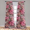 Ambesonne Floral Design Curtains, Tropical Themed Neutral Colors Boho Flowers Vintage with Leafy Art, Window Treatments 2 Panel Set for Living Room Bedroom, Pair of – 28″ x 63″, Dark Coral Pale Grey(Raspberry and Dark Green)