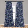 Ambesonne Floral Design Curtains, Tropical Themed Neutral Colors Boho Flowers Vintage with Leafy Art, Window Treatments 2 Panel Set for Living Room Bedroom, Pair of – 28″ x 63″, Dark Coral Pale Grey(Peacock Green Navy Blue)