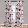 Ambesonne Floral Design Curtains, Tropical Themed Neutral Colors Boho Flowers Vintage with Leafy Art, Window Treatments 2 Panel Set for Living Room Bedroom, Pair of – 28″ x 63″, Dark Coral Pale Grey(Soft Pink Jade Green)