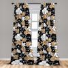 Ambesonne Gothic Wings Curtains, Outline Style Illustrated Wild Nature Moth Pattern Neutral Colors, Window Treatments 2 Panel Set for Living Room Bedroom, Pair of – 28″ x 63″, Charcoal Grey Sea Blue(Dark Mustard White)