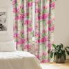 Ambesonne Hibiscus Curtains, Watercolor Silhouettes of Tropical Floral with Neutral Colors Boho Art, Window Treatments 2 Panel Set for Living Room Bedroom, Pair of – 28″ x 63″, Dark Coral Coral White(Fern Green Hot Pink)