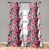 Ambesonne Hibiscus Curtains, Watercolor Silhouettes of Tropical Floral with Neutral Colors Boho Art, Window Treatments 2 Panel Set for Living Room Bedroom, Pair of – 28″ x 63″, Dark Coral Coral White(Pale Pink Hot Pink White)
