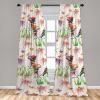 Ambesonne Hibiscus Curtains, Watercolor Silhouettes of Tropical Floral with Neutral Colors Boho Art, Window Treatments 2 Panel Set for Living Room Bedroom, Pair of – 28″ x 63″, Dark Coral Coral White(Fern Green Fuchsia)