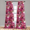 Ambesonne Hibiscus Curtains, Watercolor Silhouettes of Tropical Floral with Neutral Colors Boho Art, Window Treatments 2 Panel Set for Living Room Bedroom, Pair of – 28″ x 63″, Dark Coral Coral White(Olive Green Hot Pink)