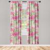 Ambesonne Hibiscus Curtains, Watercolor Silhouettes of Tropical Floral with Neutral Colors Boho Art, Window Treatments 2 Panel Set for Living Room Bedroom, Pair of – 28″ x 63″, Dark Coral Coral White(Fern Green Hot Pink)