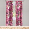 Ambesonne Hibiscus Curtains, Watercolor Silhouettes of Tropical Floral with Neutral Colors Boho Art, Window Treatments 2 Panel Set for Living Room Bedroom, Pair of – 28″ x 63″, Dark Coral Coral White(Olive Green Hot Pink)