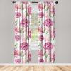 Ambesonne Hibiscus Curtains, Watercolor Silhouettes of Tropical Floral with Neutral Colors Boho Art, Window Treatments 2 Panel Set for Living Room Bedroom, Pair of – 28″ x 63″, Dark Coral Coral White(Fuchsia Fern Green)