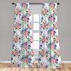Ambesonne Hibiscus Curtains, Watercolor Silhouettes of Tropical Floral with Neutral Colors Boho Art, Window Treatments 2 Panel Set for Living Room Bedroom, Pair of – 28″ x 63″, Dark Coral Coral White(Coral Fern Green Cream)