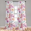 Ambesonne Hibiscus Curtains, Watercolor Silhouettes of Tropical Floral with Neutral Colors Boho Art, Window Treatments 2 Panel Set for Living Room Bedroom, Pair of – 28″ x 63″, Dark Coral Coral White(Sea Blue Rose Cream)