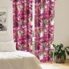 Ambesonne Hibiscus Curtains, Watercolor Silhouettes of Tropical Floral with Neutral Colors Boho Art, Window Treatments 2 Panel Set for Living Room Bedroom, Pair of – 28″ x 63″, Dark Coral Coral White(Olive Green Hot Pink)