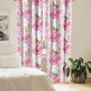 Ambesonne Hibiscus Curtains, Watercolor Silhouettes of Tropical Floral with Neutral Colors Boho Art, Window Treatments 2 Panel Set for Living Room Bedroom, Pair of – 28″ x 63″, Dark Coral Coral White(Hot Pink Pistachio Green)