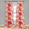 Ambesonne Hibiscus Curtains, Watercolor Silhouettes of Tropical Floral with Neutral Colors Boho Art, Window Treatments 2 Panel Set for Living Room Bedroom, Pair of – 28″ x 63″, Dark Coral Coral White(Dark Coral Coral White)